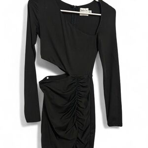Hello Molly Black Asymmetrical Ruched Bodycon Dress